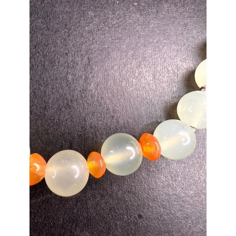 NEW serpentine and carnelian necklace with sterling silver clasp